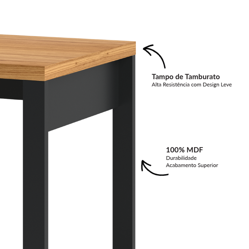 Mesa de escritório industrial - preto