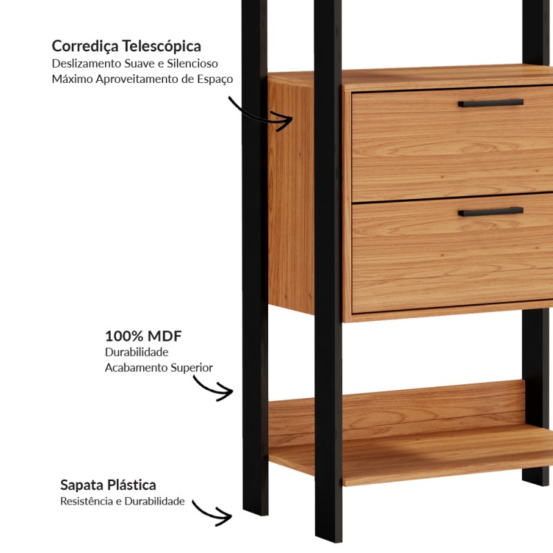 Closet Industrial duas torres - preto