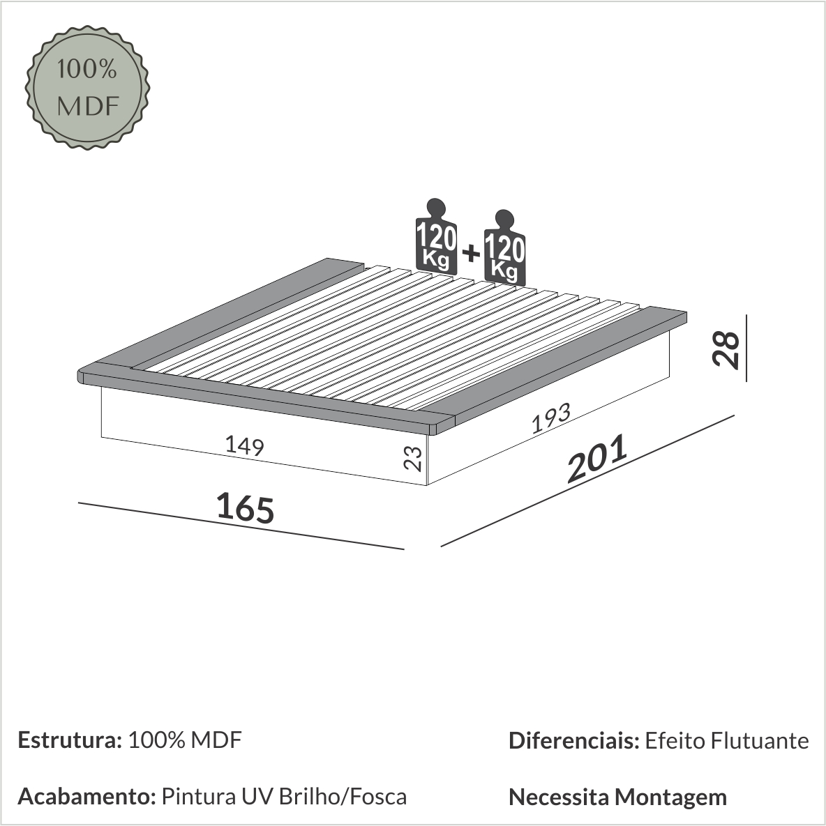 Cama para colchão queen- freijó Cama para colchão queen- freijó