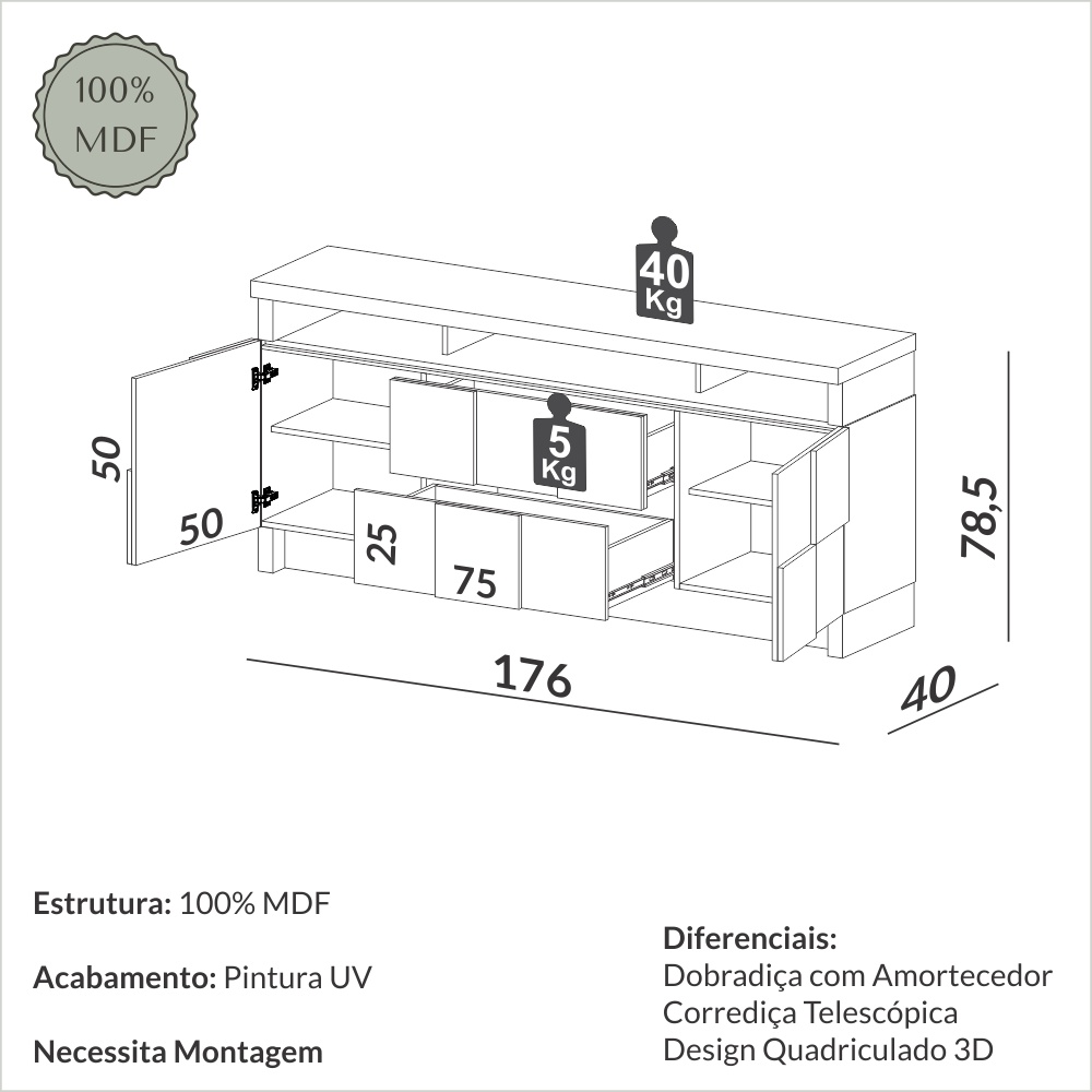 Balcão 3d - cor freijó com offwhite Balcão 3d - cor freijó com offwhite